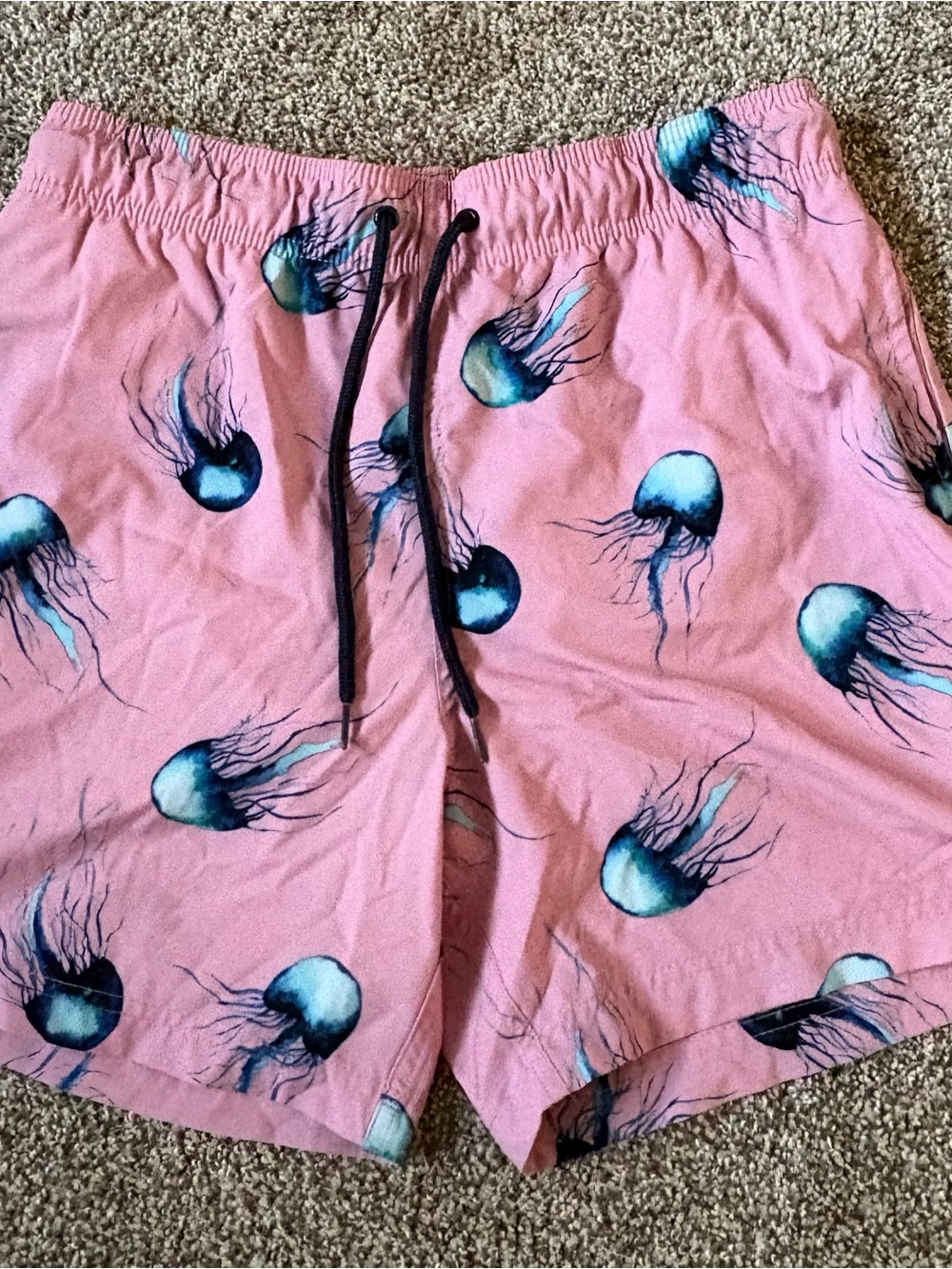 George Pink Swim Trunks with Blue Jellyfish